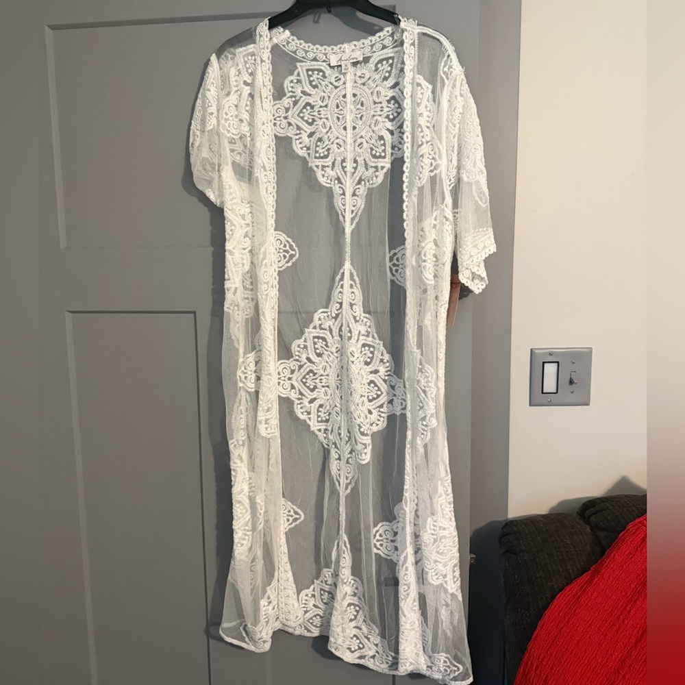 White Lace Kimono Cardigan